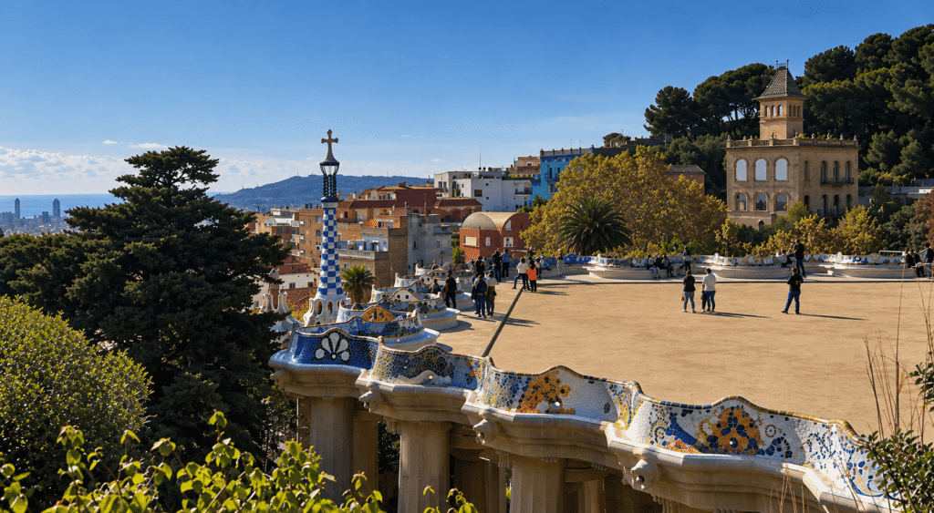 Panoramica del Parque Guell en Barcelona 1